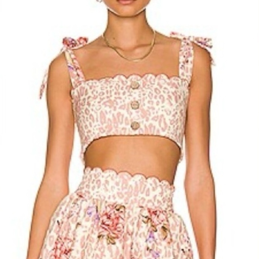 Pink Leopard Print Crop Top and Skirt Set